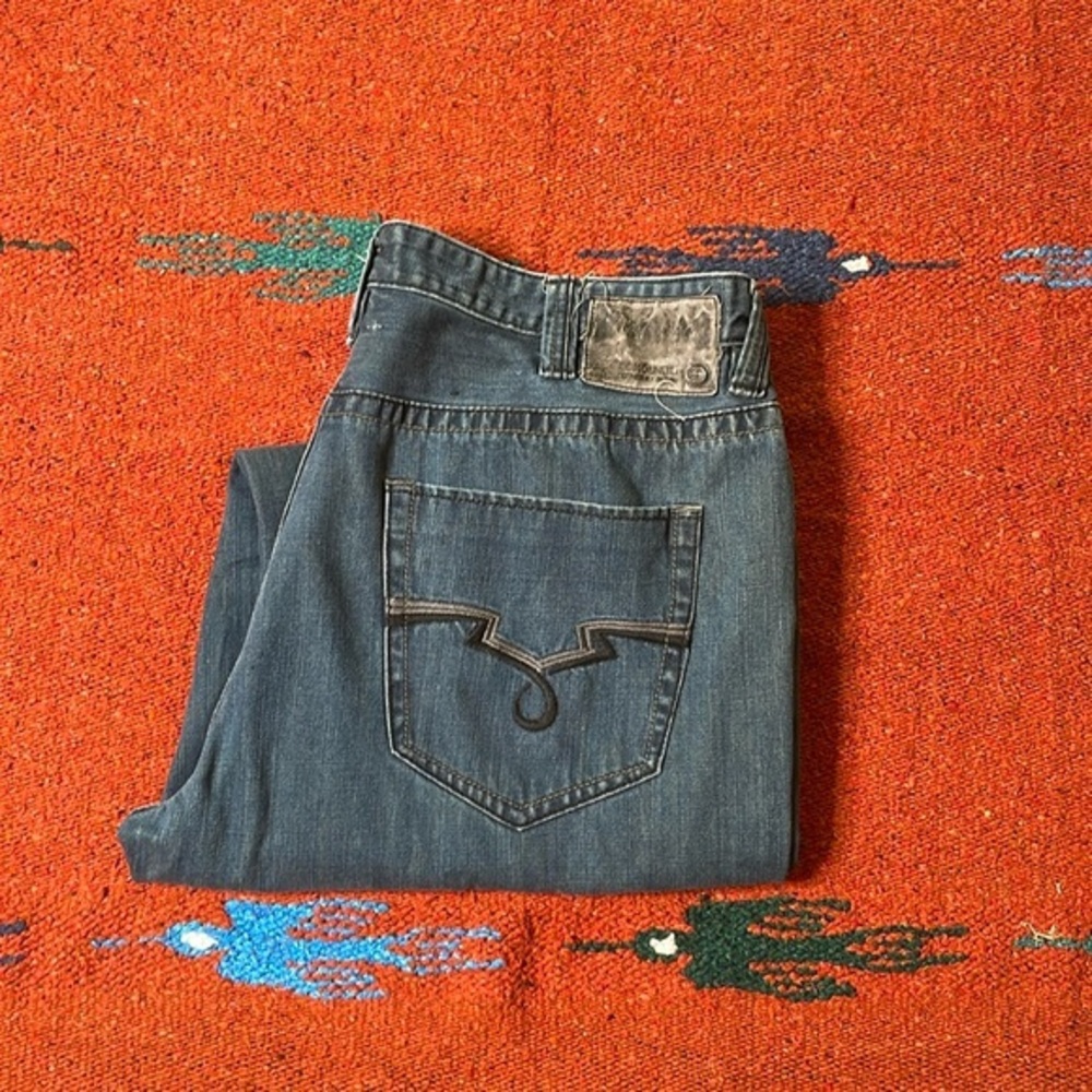 Ecko UNLTD Wide Leg Faded Blue Distressed Y2K Mens Size 40x34 Baggy Fit‎ Hip Hop